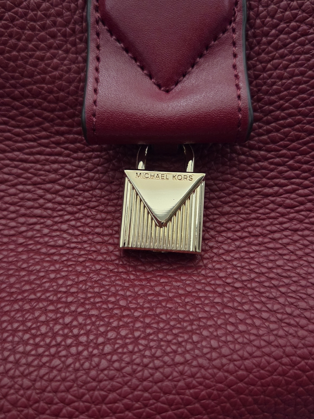 NWT Michael Kors Rollins Large Leather Satchel Bag Maroon - Picture 3 of 8